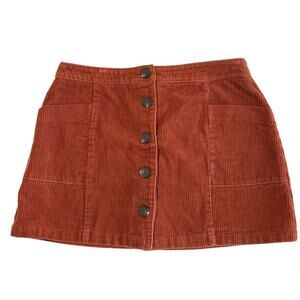 Chloe & Katie Orange Corduroy Miniskirt Youth Size XL Y2K 70s Clueless Preppy